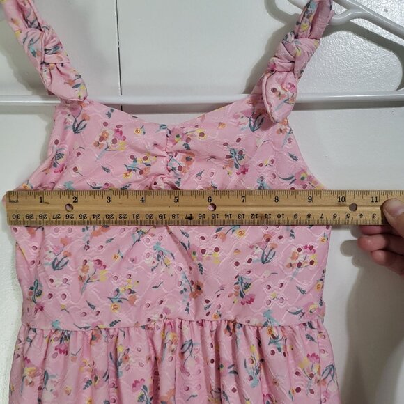 TAHARI Girls SZ 4 Pink Floral Eyelet Sundress Summer Spring - Picture 5 of 11